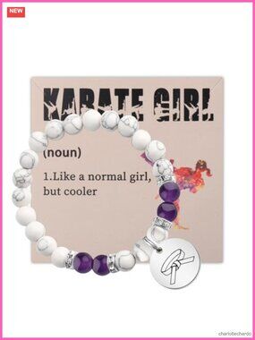 Stainless Steel Adjustable Karate Bracelet Motivational Gift with Card